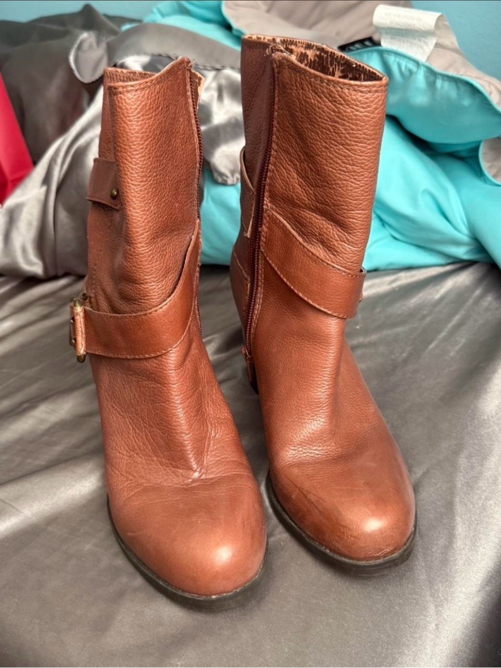 Women's Brown Leather Mid-Calf Boots